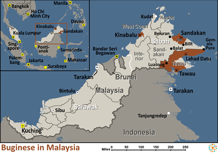 Map of Buginese in Malaysia