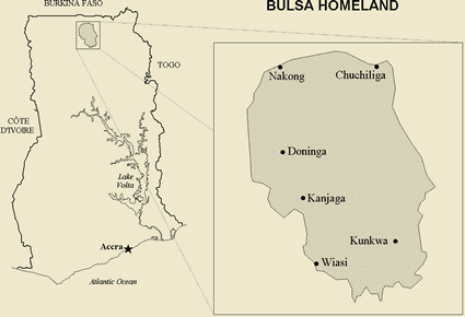 Map of Builsa, Buli in Ghana