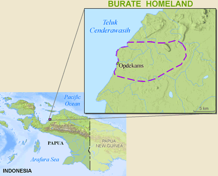 Map of Burate in Indonesia