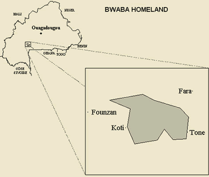 Map of Bwamu, Twi in Burkina Faso
