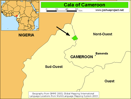 Map of Cala in Cameroon