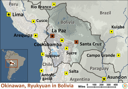 Map of Okinawan, Ryukyuan in Bolivia