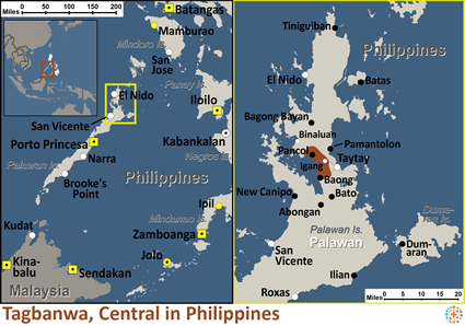 Map of Tagbanwa, Central in Philippines