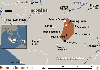 Map of Enim in Indonesia