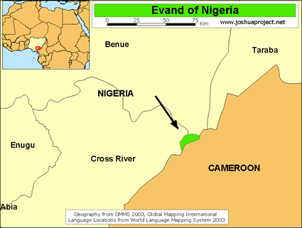 Map of Evand in Nigeria