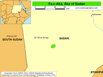Map of Aka in Sudan