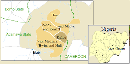 Map of Fali, Vimtim in Nigeria
