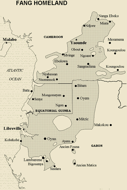 Map of Fang in Gabon