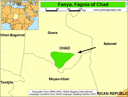 Map of Fanya in Chad