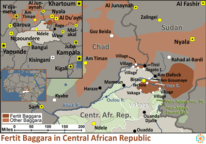 Map of Baggara, Fertit in Central African Republic
