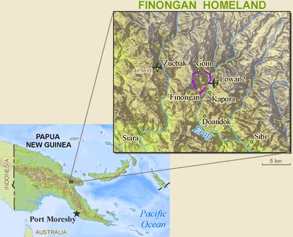 Map of Finungwan in Papua New Guinea