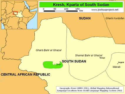 Map of Kresh, Kparla in South Sudan