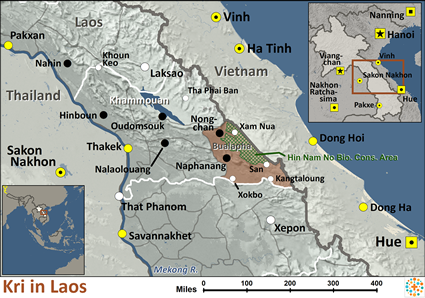 Map of Kri in Laos