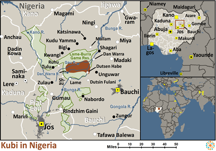 Map of Kubi in Nigeria