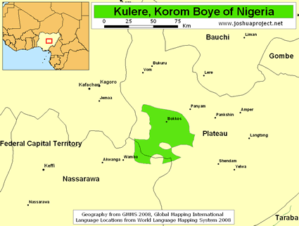 Map of Kulere, Korom Boye in Nigeria