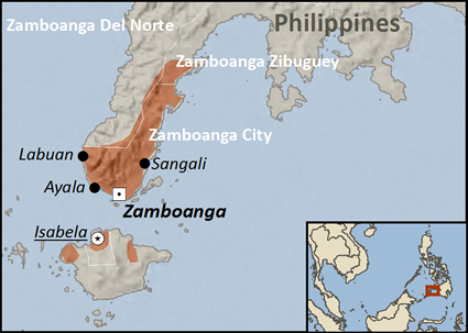 Map of Chabakano Creole in Philippines