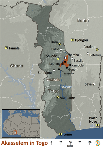 Map of Akasselem in Togo