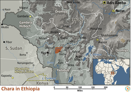 Map of Chara in Ethiopia