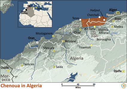Map of Berber, Chenoua in Algeria