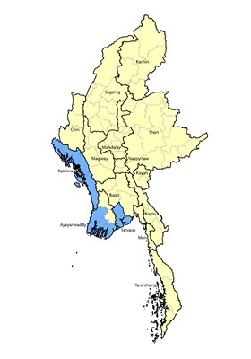Map of Han Chinese, Min Nan in Myanmar (Burma)