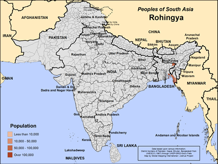 Map of Rohingya in United States