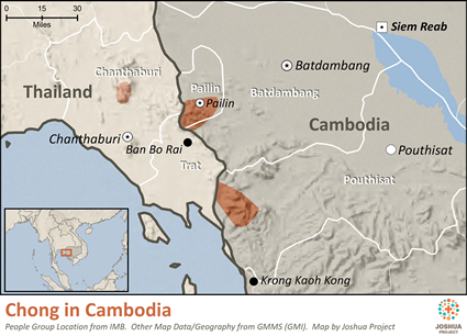 Map of Chong in Cambodia