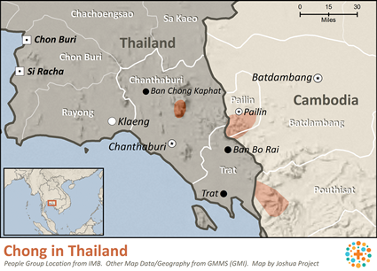 Map of Chong in Thailand