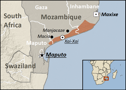 Map of Chopi in Mozambique