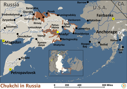 Map of Chukchi in Russia