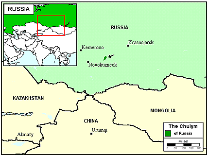 Map of Tatar, Chulym in Russia