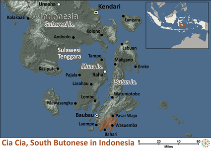 Map of Cia-Cia, South Butonese in Indonesia