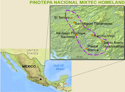 Map of Mixteco, Pinotepa Nacional in Mexico