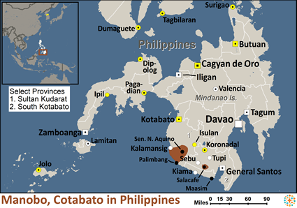 Map of Manobo, Cotabato in Philippines