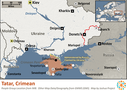 Map of Tatar, Crimean in Ukraine