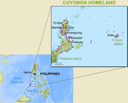 Map of Cuyonon in Philippines