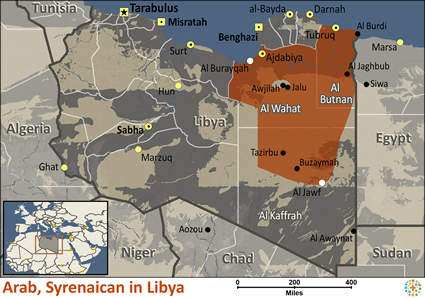 Map of Arab, Cyrenaican in Libya