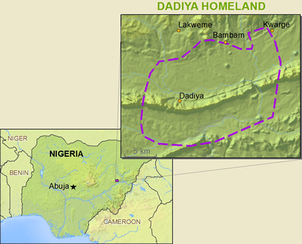Map of Dadiya, Dadianci in Nigeria
