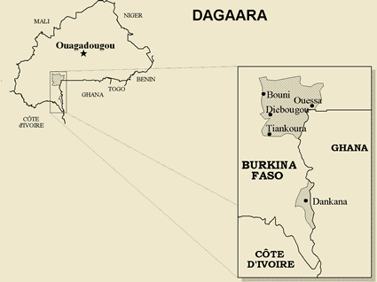 Map of Dagara in Burkina Faso