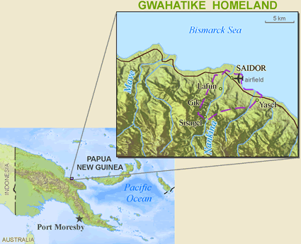 Map of Dahating in Papua New Guinea