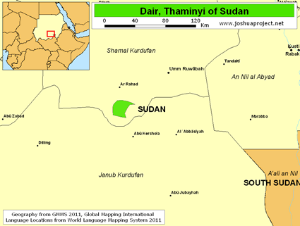 Map of Dair, Thaminyi in Sudan