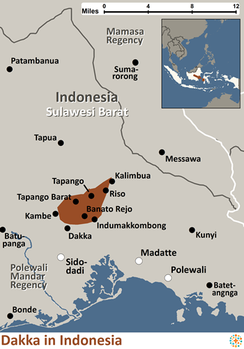 Map of Dakka in Indonesia