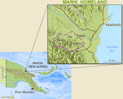 Map of Dami, Ham in Papua New Guinea