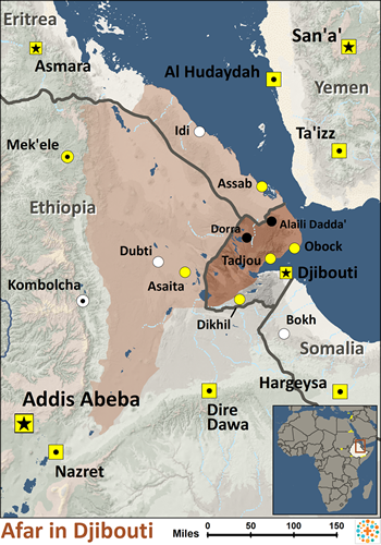 Map of Afar in Djibouti