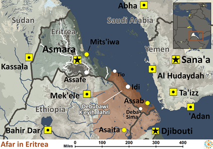 Map of Afar in Eritrea