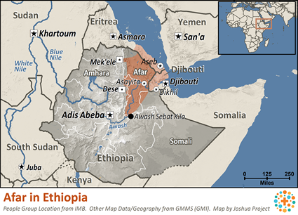 Map of Afar in Ethiopia