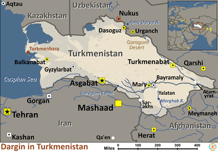 Map of Dargin in Turkmenistan