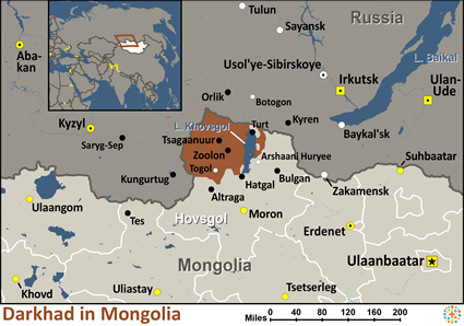Map of Darkhad in Mongolia