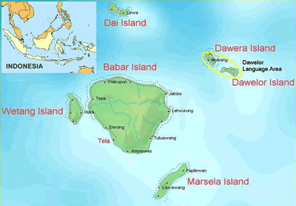 Map of Davelor in Indonesia
