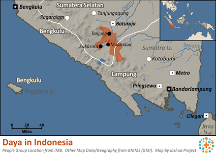 Map of Daya in Indonesia