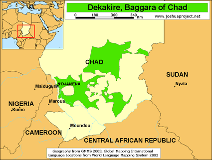 Map of Baggara, Dekakire in Chad